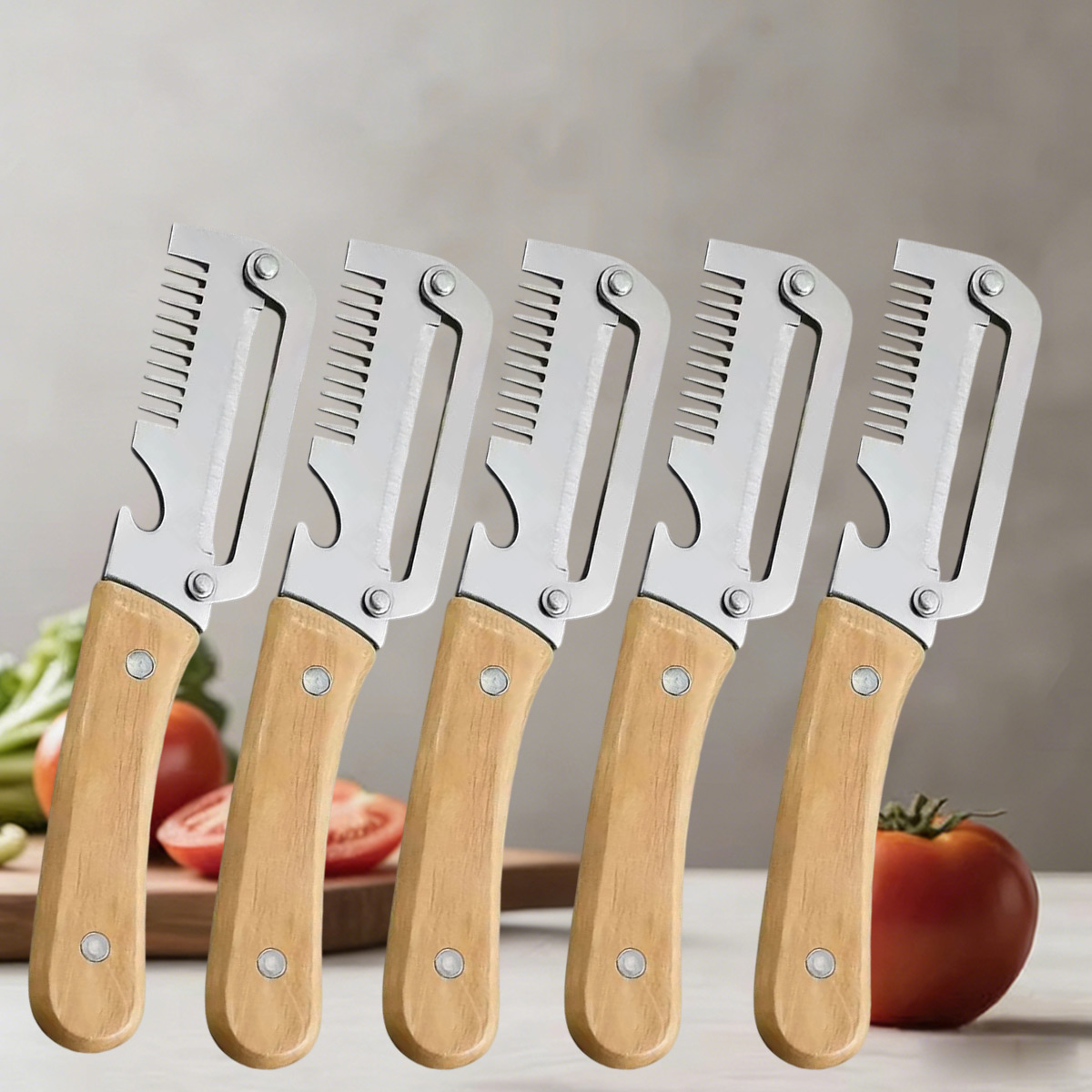 Apple Corer Slicer - 6pcs Wood Handle Stainless Steel Fruit