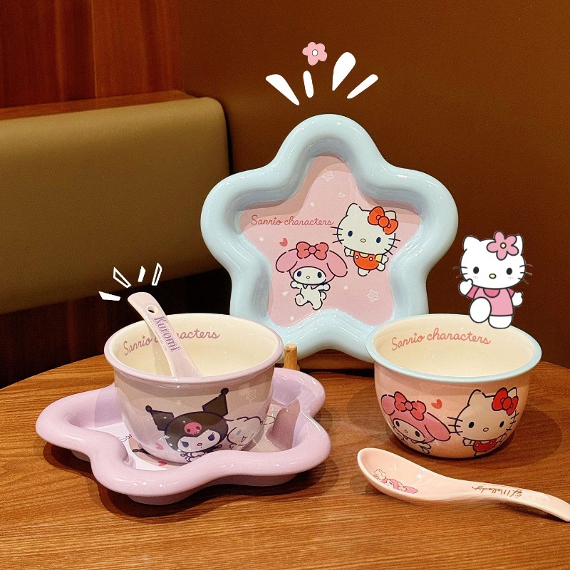 Cartoon Cat Print Ceramic Dinn - Kitchen Gadgets Set 评论和价格