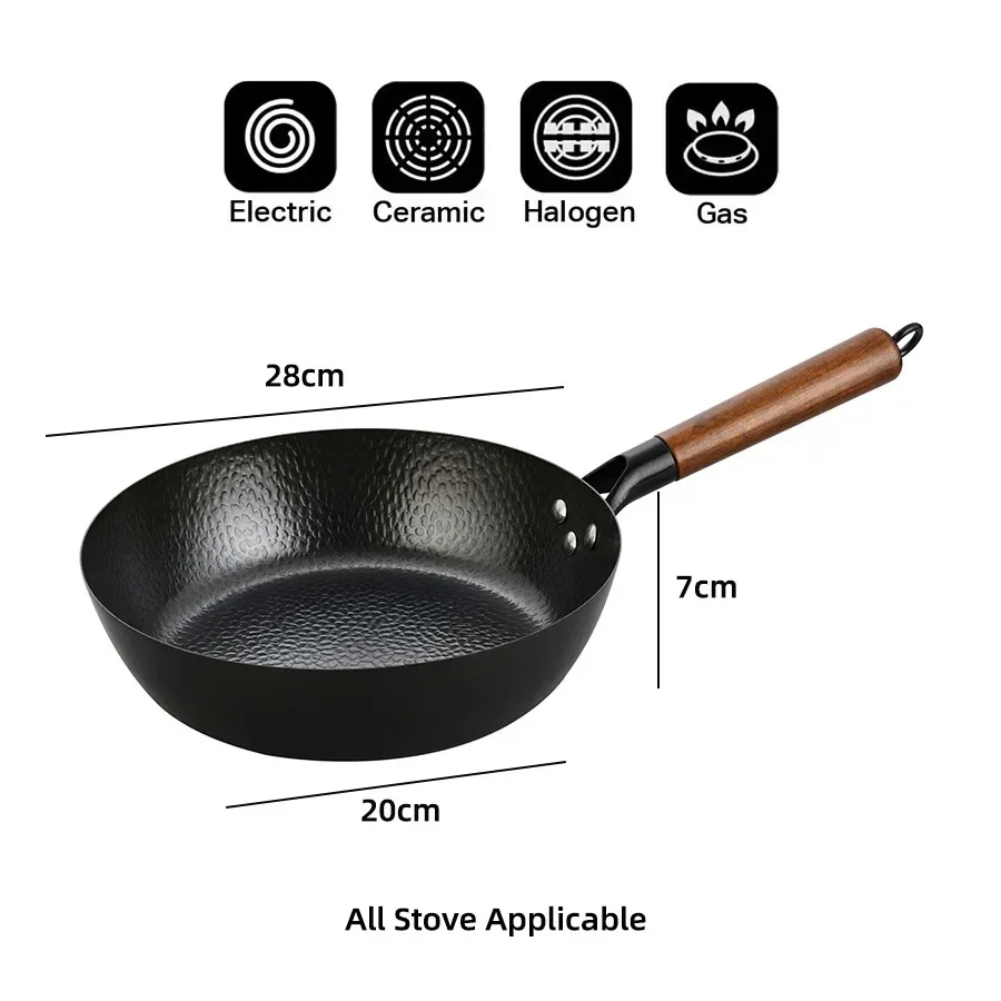 28cm High-Grade Iron Wok Pan W - Cast Iron Skillet 评论和价格